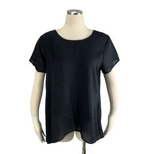 GAP Medium Top Viscose Wrap Loose Black Short Sleeve